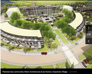 Greystone Village rendering of des Chatelets and forecourt
