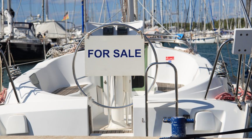For Sale Sign on Boat