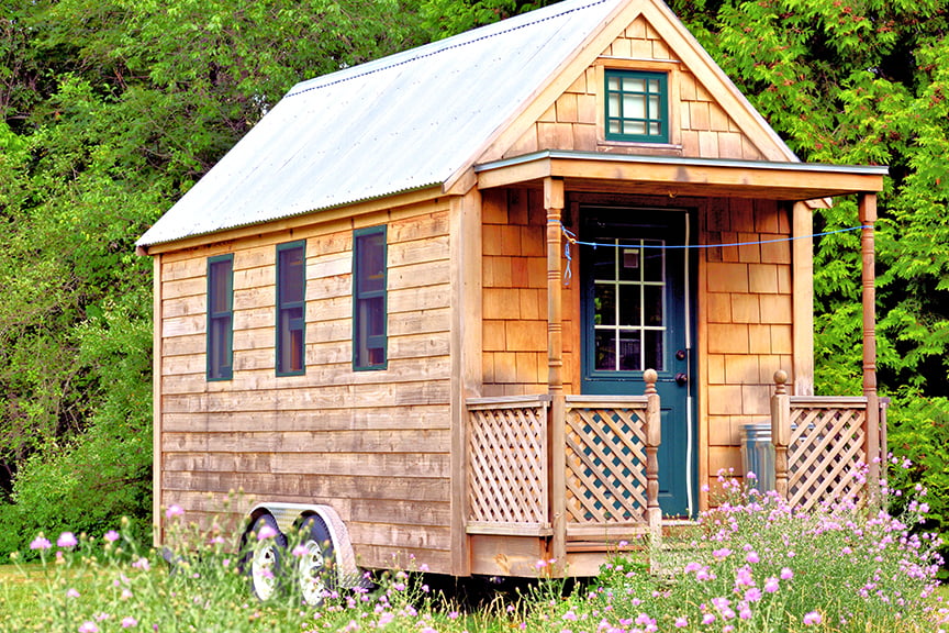 Small Wooden House on Wheels